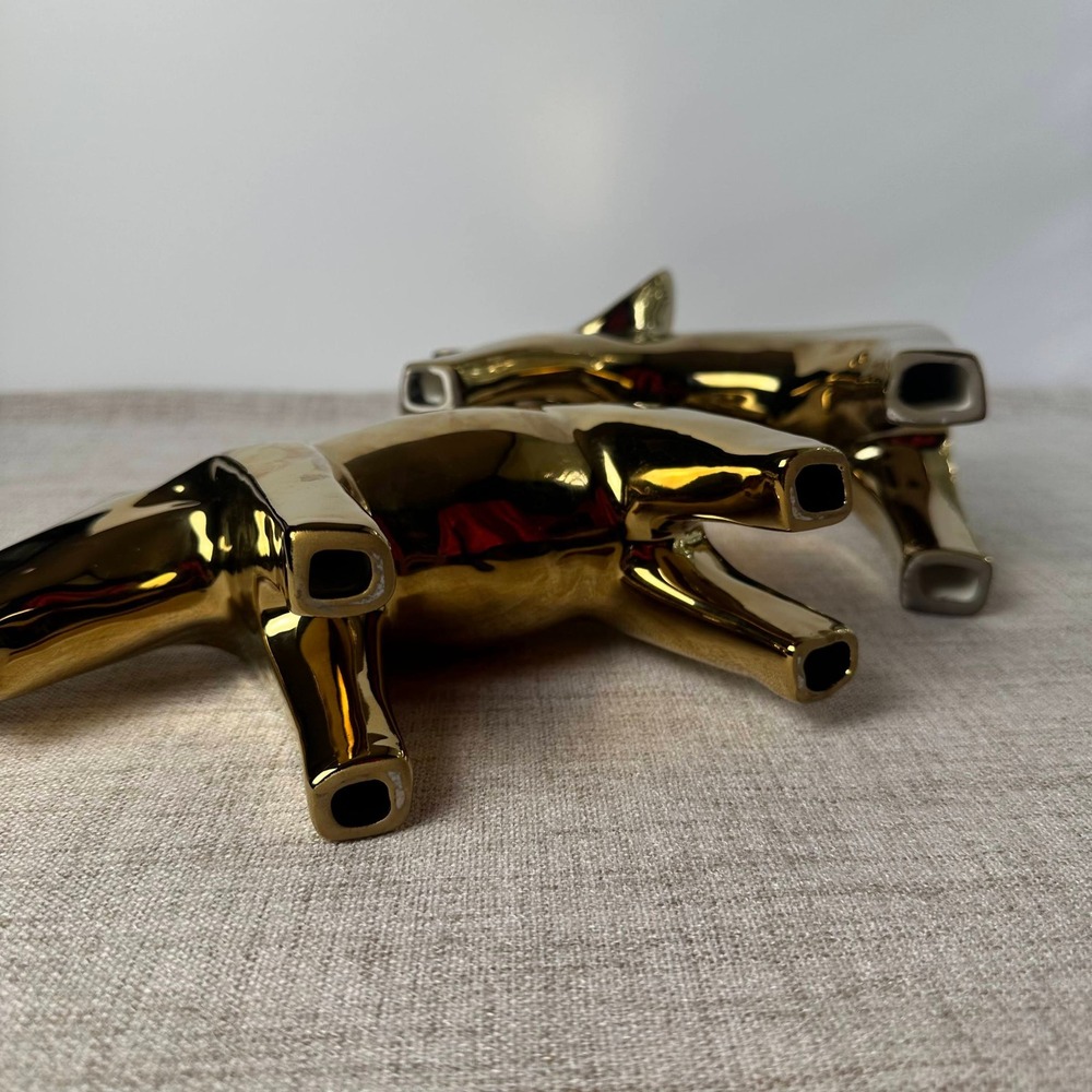 Modern Gold Ceramic Elephant & Rhino Figurines – Set of 2 Sculptural Decor - Picture 5 of 10